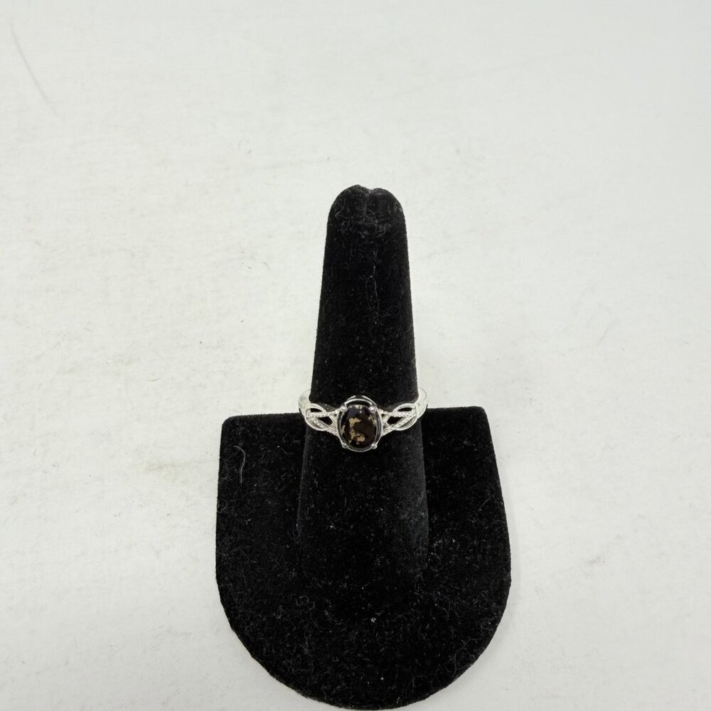 Shop LC Black Copper Turquoise Oval Shaped Sterling Silver Size 8 Ring 5273‎